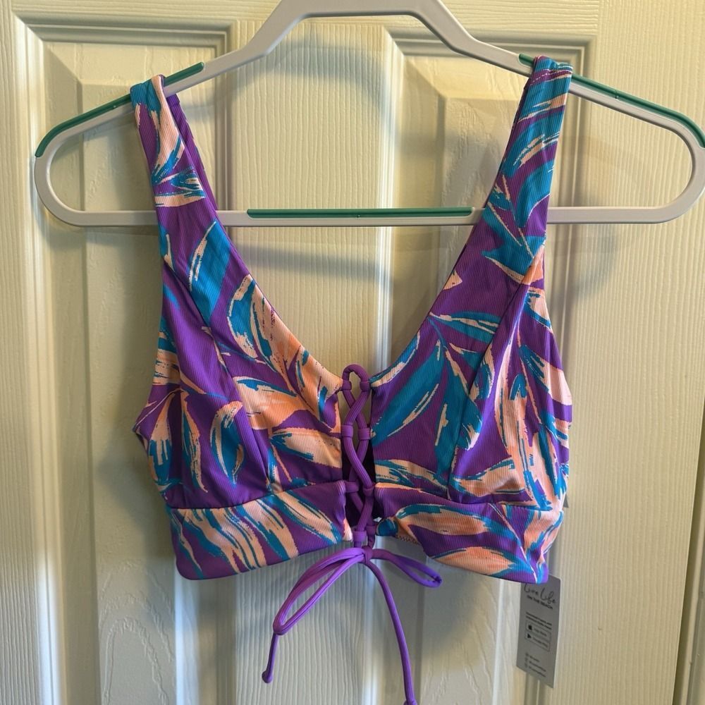 Cupshe Purple and Blue Tropical Bikini Top